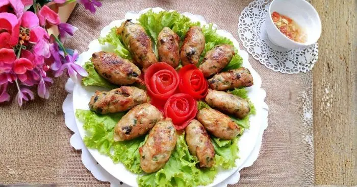 chả ốc cuốn mỡ chài