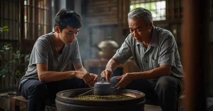 Người trẻ học làm trà cùng thế hệ đi trước tại làng nghề Thái Nguyên
