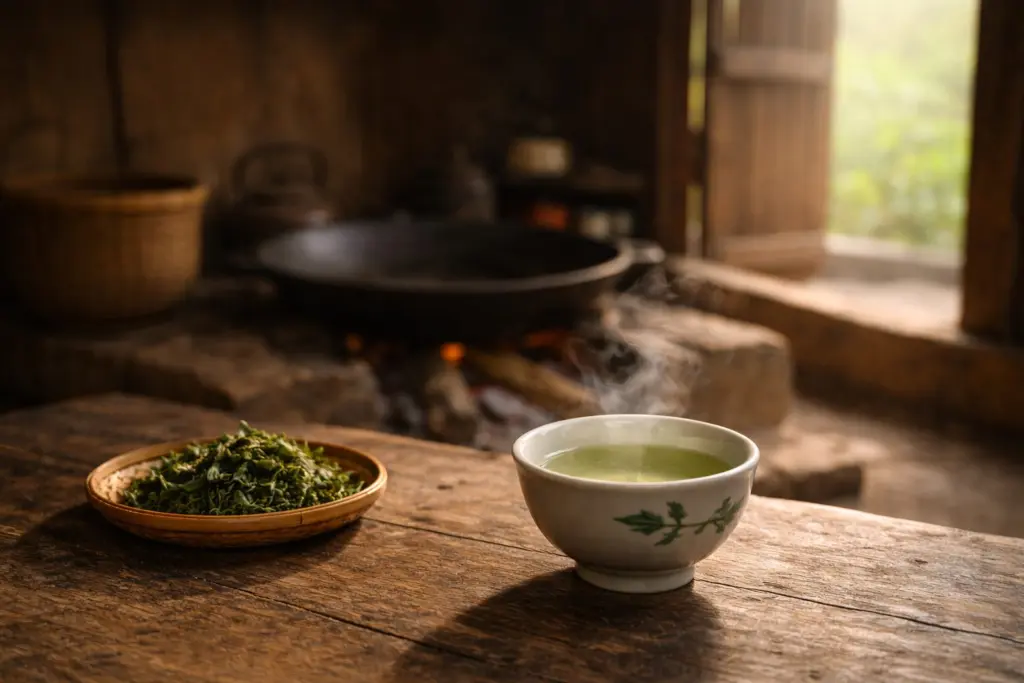 Chén trà Thái Nguyên từ bếp sao trong gian nhà làng nghề