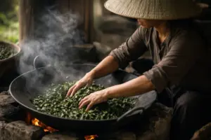 Bàn tay phụ nữ sao trà trong làng nghề Thái Nguyên