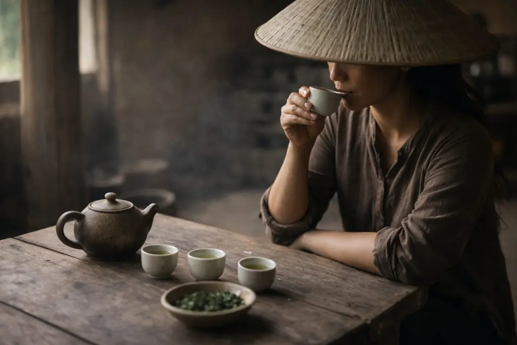 Phụ nữ Thái Nguyên thử nước trà để giữ chuẩn vị