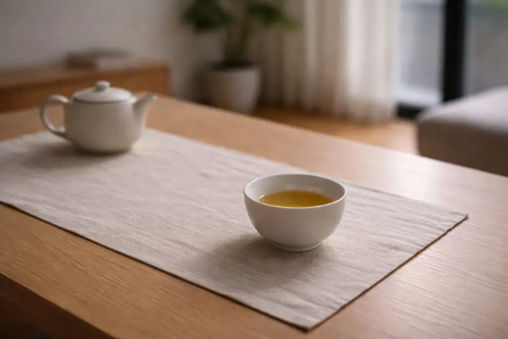 Chén trà được rót lại trong khoảnh khắc yên lặng