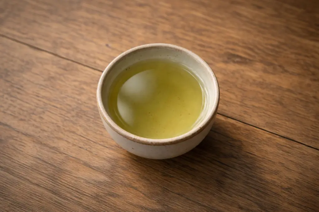 Mặt nước trà nhìn từ trên xuống khi đã để nguội.