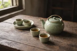 Ấm chè xanh quen thuộc trong không gian đời sống hằng ngày