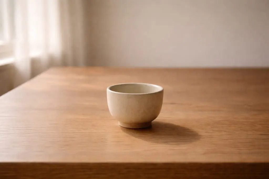 Một chén trà đứng riêng, không đặt trong so sánh.