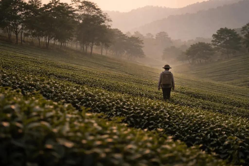 Nương trà Việt Nam vào cuối ngày lao động