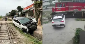 Ô tô bị tàu hỏa tông