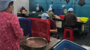 Đột kích công ty sản xuất chân gà rút xương ở Đồng Nai, lực lượng chức năng phát hiện hơn 7 tấn chân gà hết hạn, không rõ nguồn gốc.