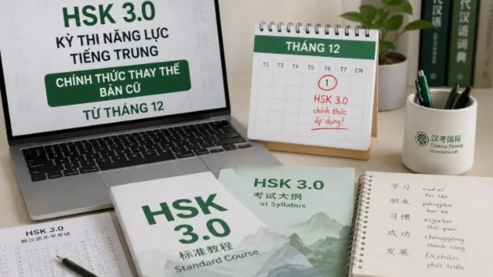 HSK 3.0 chính thức thay thế HSK 2.0 từ tháng 12 với 9 cấp độ và đánh giá 5 kỹ năng, thí sinh cần cập nhật những thay đổi mới.