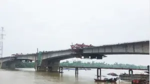 Cầu Kênh Vàng hợp long sáng 22/8, đánh dấu bước tiến mới của công trình hơn 2.182 tỷ đồng kết nối Bắc Ninh với Hải Phòng.