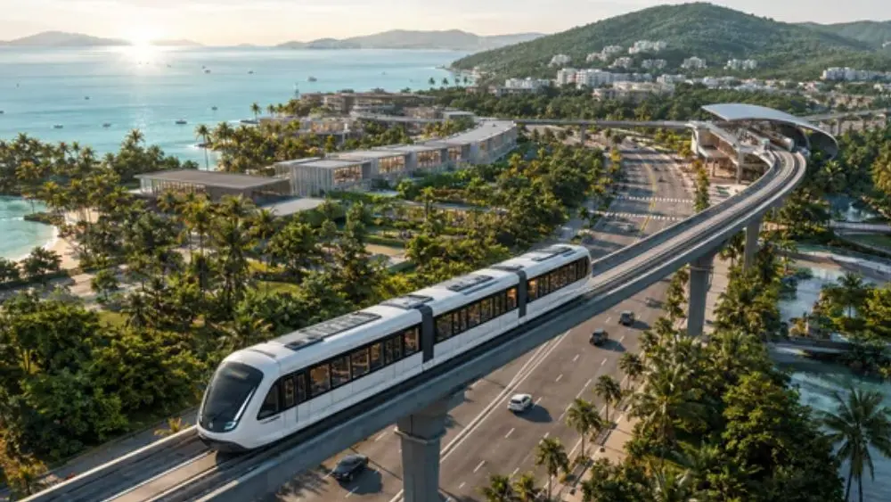 Tuyến tàu điện nhẹ LRT Phú Quốc dài 17,59 km, vốn đầu tư gần 9.000 tỷ đồng, dự kiến khai thác từ tháng 8/2027.