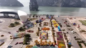 Quảng Ninh định hướng kiểm soát xây dựng, hạn chế công trình ảnh hưởng tầm nhìn Vịnh Hạ Long, gắn phát triển đô thị với bảo tồn di sản. 2. Tiêu đề Vịnh Hạ Long được ưu tiên bảo tồn trong đô thị mới 3. Chú thích Đường hoa tạo không gian cảnh quan bên vịnh Hạ Long, Quảng Ninh. (Ảnh minh họa: TNM) 4. Mô tả (alt text) Đường hoa ven vịnh Hạ Long với cảnh quan đô thị và mặt nước phía xa.