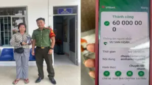 Công an xác minh khoản 60 triệu đồng chuyển nhầm vào tài khoản của chị Huỳnh Thị Thái Tâm, sau đó hướng dẫn hoàn trả cho người chuyển.