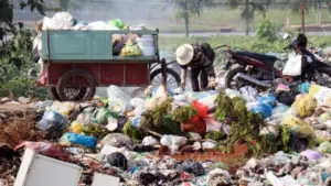 Thôn Tiên Thanh phải tự bố trí công nhân thu gom rác thải sinh hoạt, cho thấy những bất cập trong công tác thu gom rác ở nông thôn.
