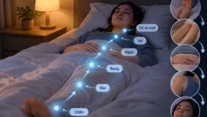 Mẹo thư giãn cơ thể giúp dễ ngủ lại khi thức giấc lúc 3 giờ sáng.