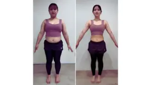 Aya giảm 21,8kg sau một năm tập luyện và điều chỉnh chế độ ăn uống, từng bước thay đổi vóc dáng và tìm lại sự tự tin.