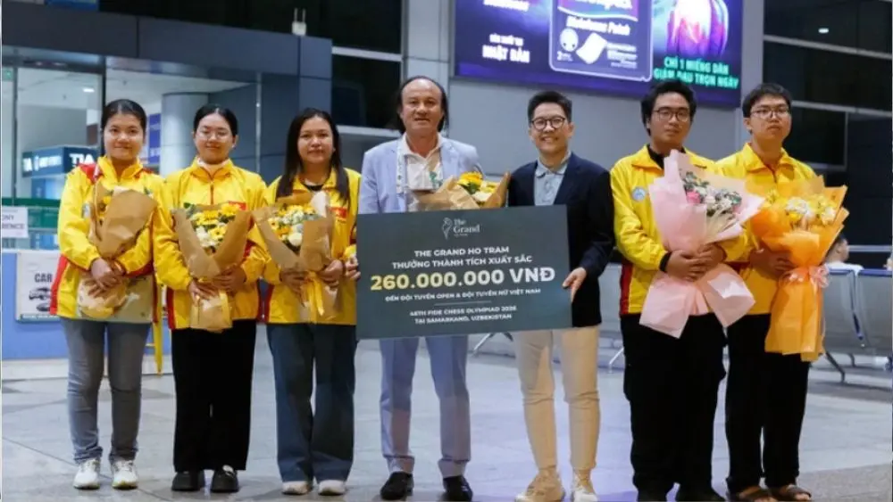 Cờ vua Việt Nam nhận thưởng nóng sau thành tích tại Olympiad 2026, trong đó đội nam giành HCV nhóm B, đội nữ xếp hạng 9 thế giới.